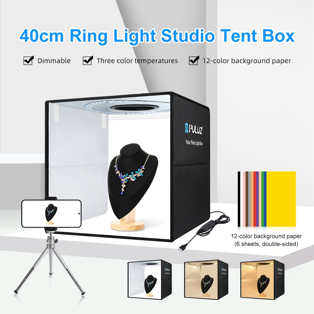PULUZ 40cm Folding Portable Ri - Makeup Photography Lighting recension och pris