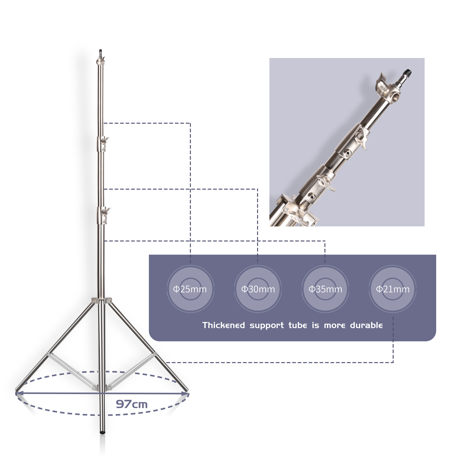 SH 2.8M Stainless Steel Light  - Photography Video Lighting Kit With Adjustable Tripod Stand recension och pris