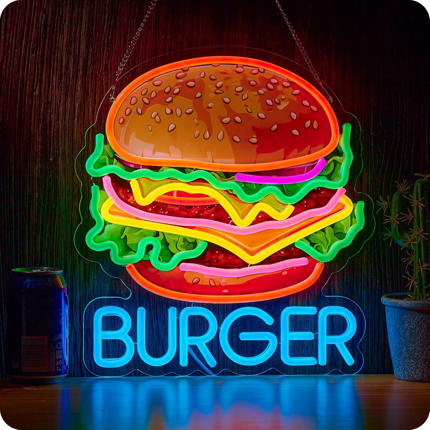 Burger Neon Sign Business Art  - Photography Lighting For Food recension och pris
