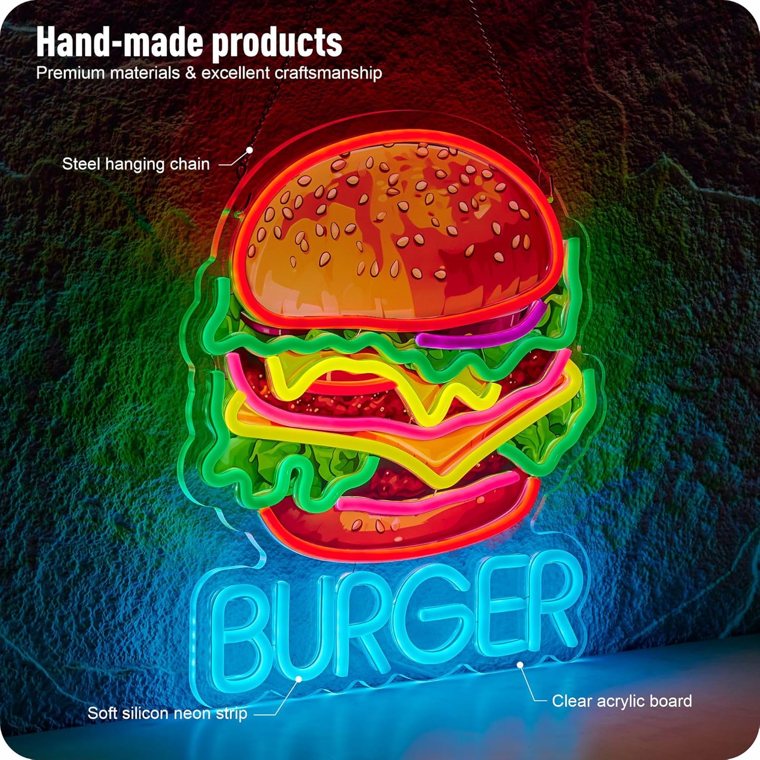 Burger Neon Sign Business Art  - Photography Lighting For Food recension och pris