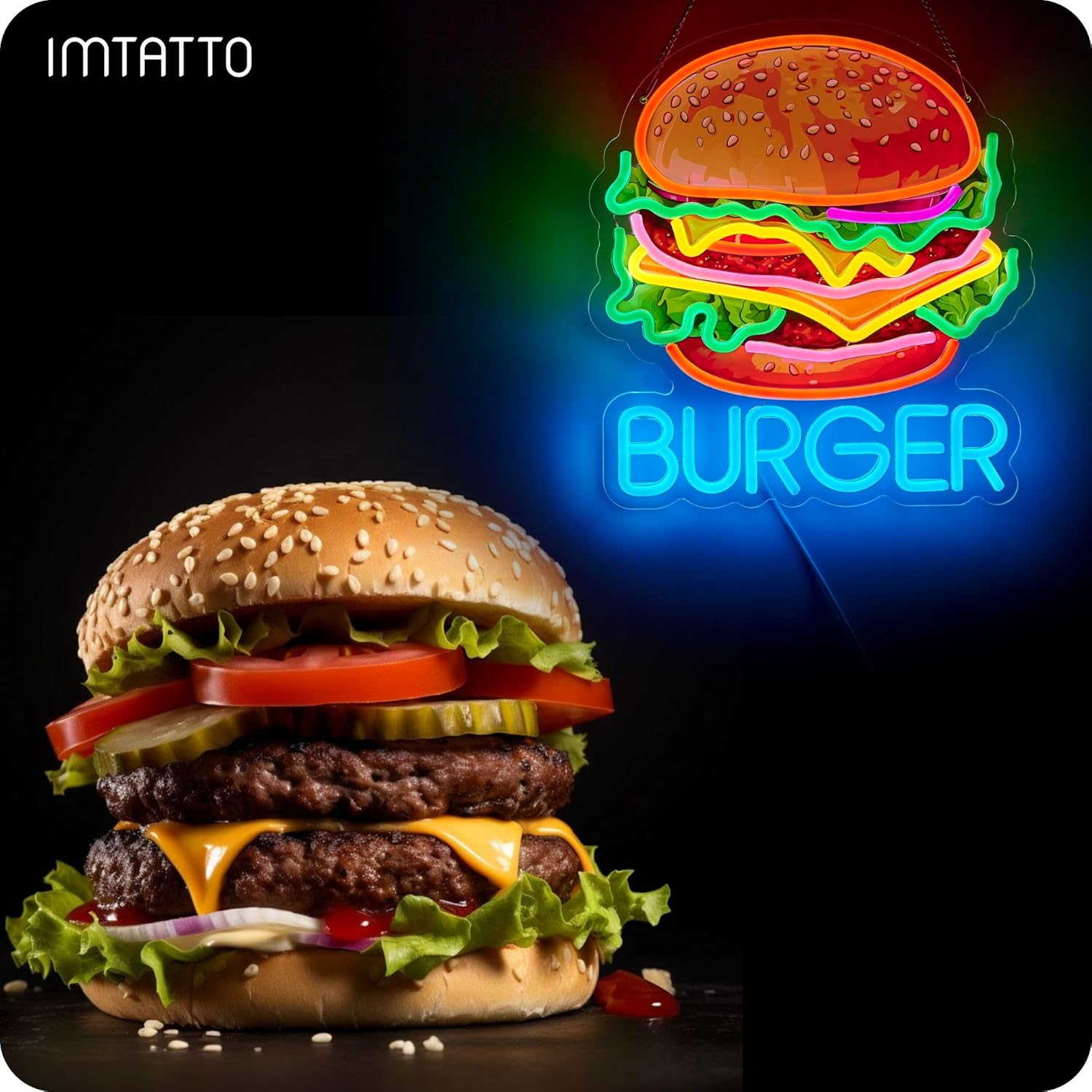 Burger Neon Sign Business Art  - Photography Lighting For Food recension och pris