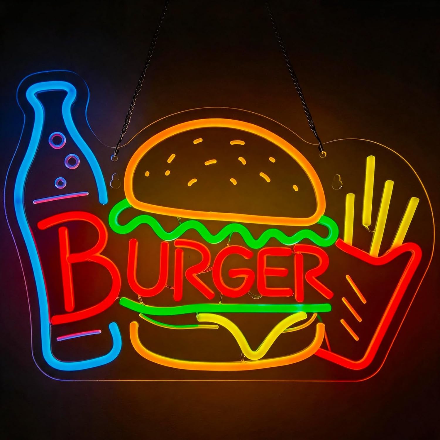 Burger Neon Sign Business Art  - Photography Lighting For Food recension och pris
