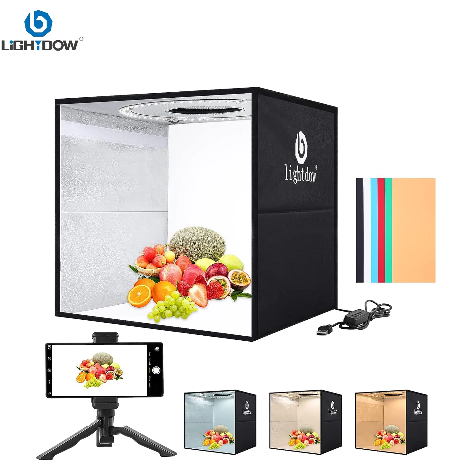 Lightdow Dimmable Photo Box LE - Photography Lighting Kit With Backdrop recension och pris