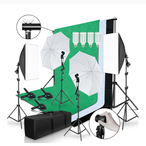 Gold Seller Full Set Photograp - Photography Lighting Kit With Backdrop recension och pris